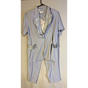 Pride & Joy Vintage Womens Pants Suit Size 14 Large L Gray Blue Office Set